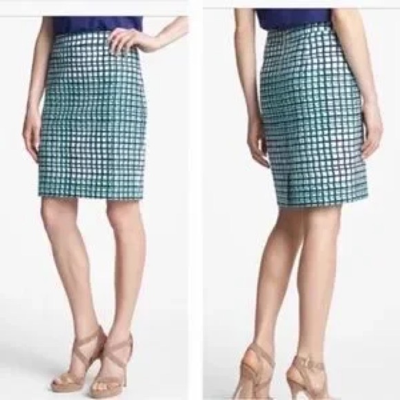 Dresses & Skirts - EUC KATE SPADE Stylish Green and White Checkered Mid Length Skirt, Fully Lined